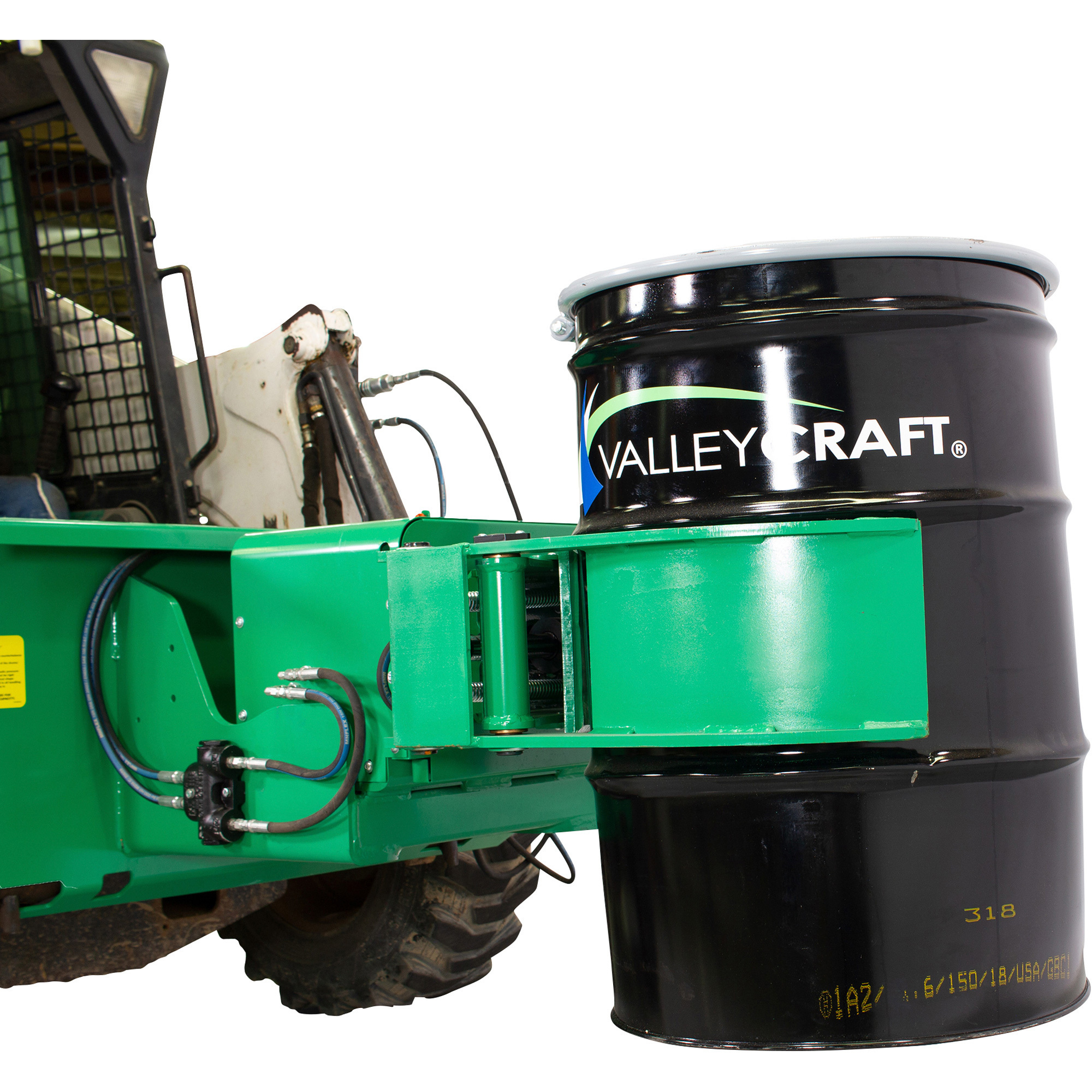 Valley Craft Drum Clamp and Rotate Powered Skid Steer Attachment, Skid Steer Powered Clamp/360° Rotation,  2000-Lb. Capacity, Model# F89698